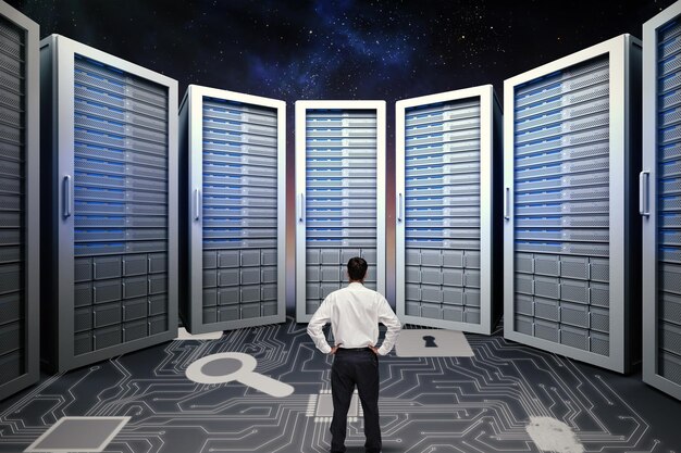 composite-image-rear-view-classy-young-businessman-posing